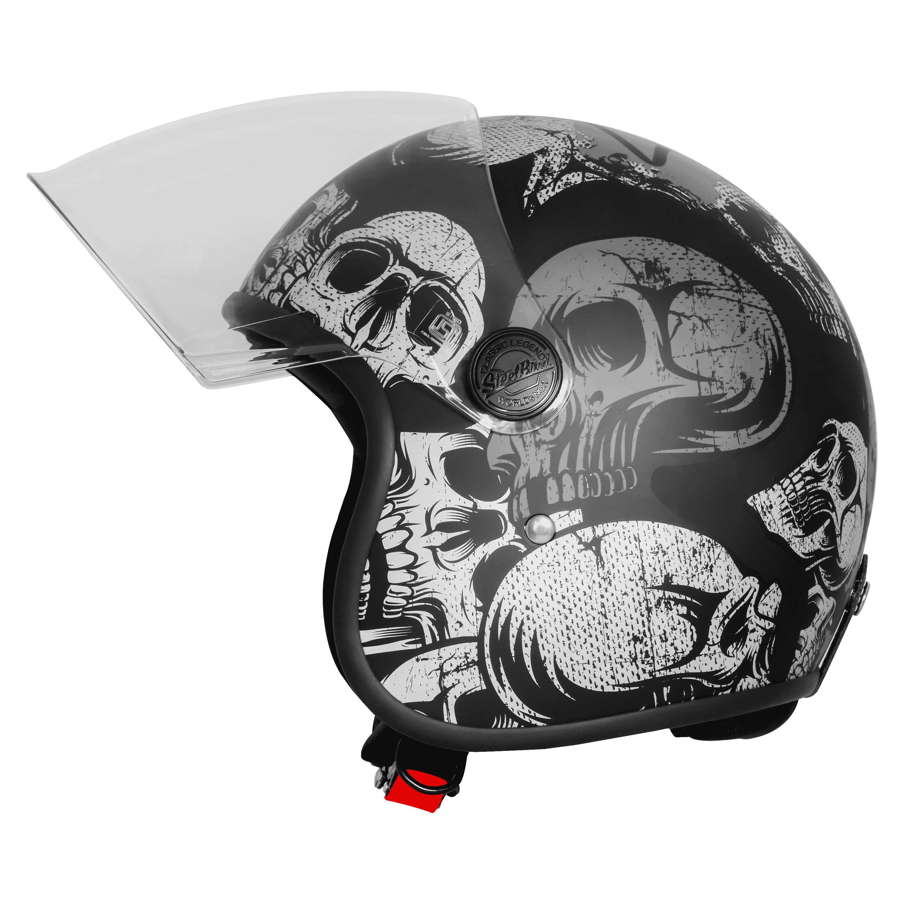 SBH-56 VINTAGE SKULL GLOSSY BLACK WITH GREY